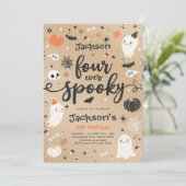 Vier ooit Spooky  Halloween Ghost Birthday Kaart (Staand voorkant)