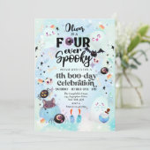 Vier ooit Spooky Halloween Ghost Kaart (Staand voorkant)