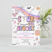 Vier ooit Spooky Halloween Groovy Ghost Birthday Kaart (Staand voorkant)