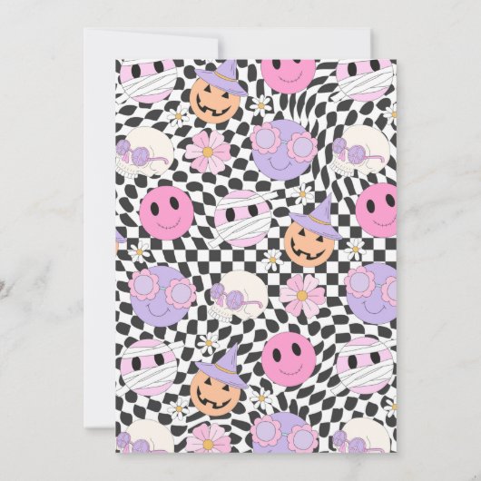 Vier ooit Spooky Halloween Groovy Ghost Birthday Kaart (Achterkant)