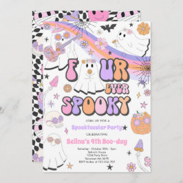 Vier ooit Spooky Halloween Groovy Ghost Birthday Kaart