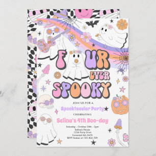 Vier ooit Spooky Halloween Groovy Ghost Birthday Kaart