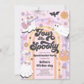 Vier ooit Spooky Halloween Groovy Ghost Birthday Kaart (Voorkant)