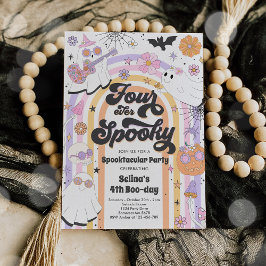 Vier ooit Spooky Halloween Groovy Ghost Birthday Kaart