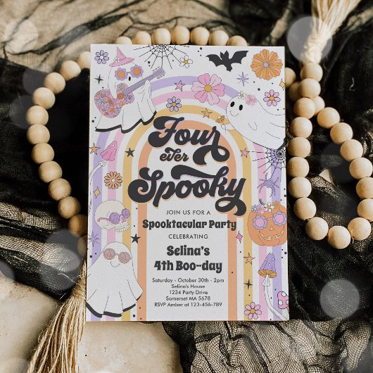 Vier ooit Spooky Halloween Groovy Ghost Birthday Kaart