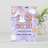Vier ooit Spooky Halloween Groovy Ghost Birthday Kaart (Staand voorkant)