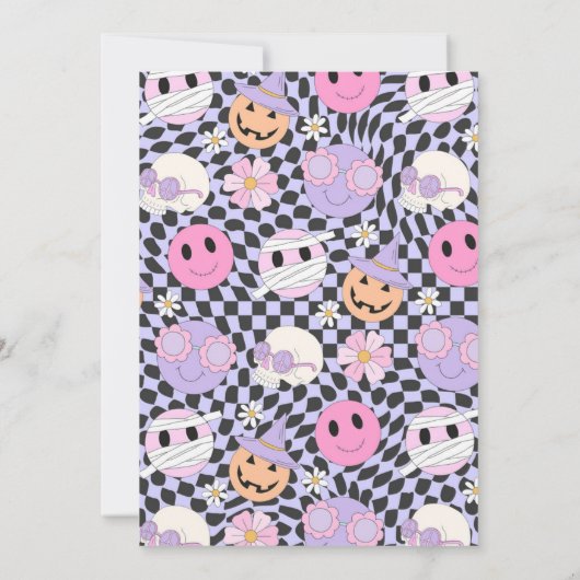 Vier ooit Spooky Halloween Groovy Ghost Birthday Kaart (Achterkant)