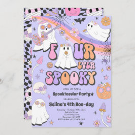 Vier ooit Spooky Halloween Groovy Ghost Birthday Kaart