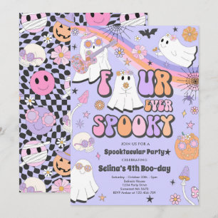 Vier ooit Spooky Halloween Groovy Ghost Birthday Kaart