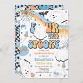 Vier ooit Spooky Halloween Groovy Ghost Birthday Kaart (Voorkant / Achterkant)