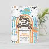 Vier ooit Spooky Halloween Groovy Ghost Birthday Kaart (Staand voorkant)