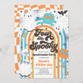 Vier ooit Spooky Halloween Groovy Ghost Birthday Kaart (Voorkant / Achterkant)