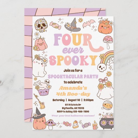 Vier Ooit Spooky Halloween Party Uitnodiging (Voorkant / Achterkant)