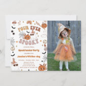 Vier Ooit Spooky Leuke Groovy Halloween Verjaardag Kaart (Voorkant)