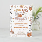 Vier Ooit Spooky Leuke Groovy Halloween Verjaardag Kaart (Staand voorkant)