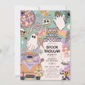 Vier Ooit Spooky Retro Halloween 4e Verjaardag Kaart (Voorkant)