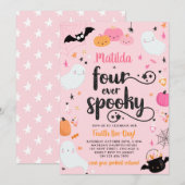 Vier ooit Spooky Roze Halloween 4e Verjaardagsfees Kaart (Voorkant / Achterkant)