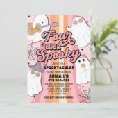 Vier ooit Spooky Roze Halloween 4e Verjaardagsfees Kaart (Staand voorkant)
