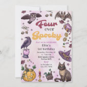 Vier Ooit Spooky Schattigee Halloween 4e Verjaarda Kaart (Voorkant)