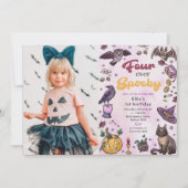 Vier Ooit Spooky Schattigee Halloween 4e Verjaarda Kaart (Voorkant)