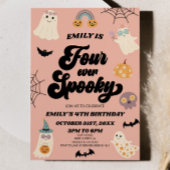 Vier Ooit Spooky Vierde Verjaardagsfeest Kaart
