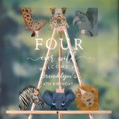 Vier Ooit Wild Pink Safari Verjaardag Welkom Acryl Bord (Neutraal)