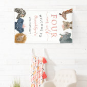 Vier Ooit Wild Safari Theme Girl's 4e verjaardag Spandoek (Insitu)