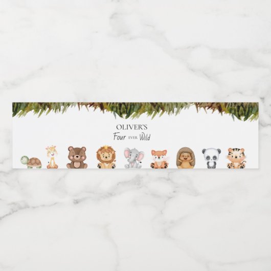 Vier ooit wilde 4e verjaardag waterfles etiket (Enkel label)