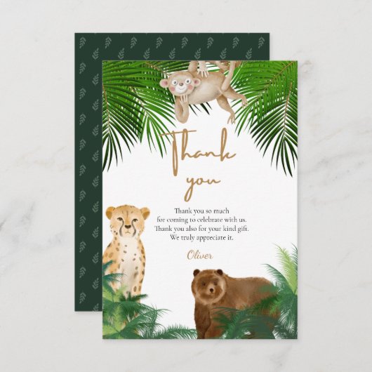 Vier ooit wilde safari 4e verjaardag bedankkaart (Voorkant / Achterkant)