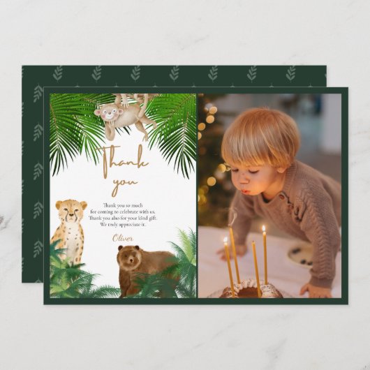 Vier ooit wilde safari 4e verjaardag bedankkaart (Voorkant / Achterkant)