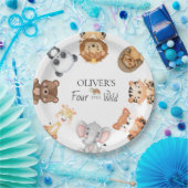 Vier ooit wilde safari 4e verjaardag papieren bordje (Feest)