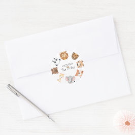 Vier ooit wilde safari 4e verjaardag ronde sticker