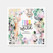 VIER ooit Wilde Safari Dieren 4e Verjaardag Servet (Voorkant)