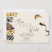 Vier ooit wilde Safari leeuw 4e verjaardag Kaart (Voorkant)