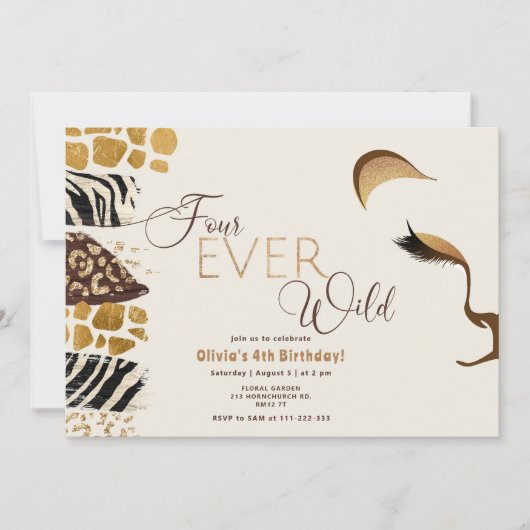 Vier ooit wilde Safari leeuw 4e verjaardag Kaart (Voorkant)