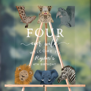 Vier ooit wilde safari verjaardag welkom acryl bord