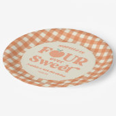 Vier ooit Zoet Perzik Fruit 4e Verjaardagsfeest Papieren Bordje (Gekanteld)