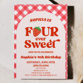 Vier ooit zoete aardbei 4e verjaardag partij kaart