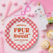 Vier ooit zoete aardbei 4e verjaardag partij papieren bordje (Feest)