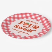 Vier ooit zoete aardbei 4e verjaardag partij papieren bordje (Gekanteld)