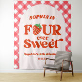 Vier ooit zoete aardbei 4e verjaardag partij wandkleed (In situ)