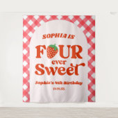 Vier ooit zoete aardbei 4e verjaardag partij wandkleed (Voorkant)
