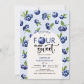 Vier ooit zoete blauwe bessen kinderen verjaardag kaart (Voorkant)