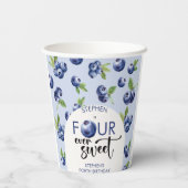Vier ooit zoete blauwe bessen kinderen verjaardag papieren bekers (Achterkant)