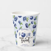 Vier ooit zoete blauwe bessen kinderen verjaardag papieren bekers (Voorkant)