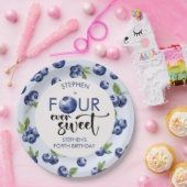 Vier ooit zoete blauwe bessen kinderen verjaardag papieren bordje (Feest)