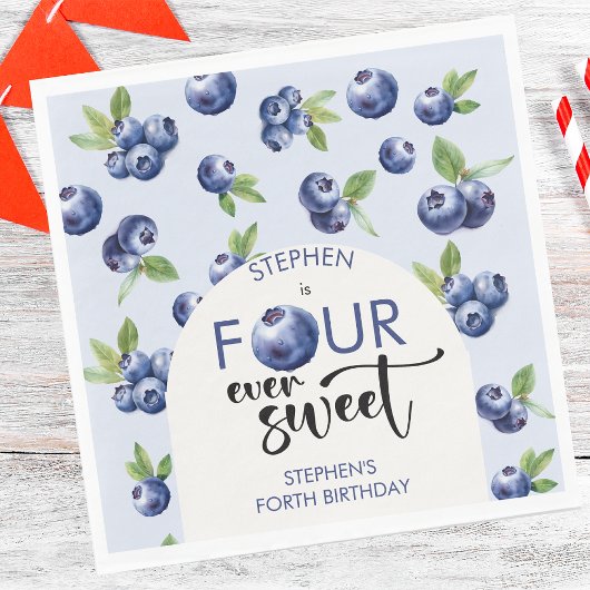 Vier ooit zoete blauwe bessen kinderen verjaardag servet