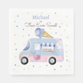 Vier ooit zoete ijsvrachtwagen voor verjaardag servet (Voorkant)