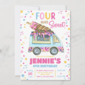 Vier Ooit Zoete Meisjes IJs Cream 4e Verjaardag Kaart (Voorkant)