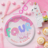 vier ooit zoete Pink Frosting Papieren Bordje (Feest)